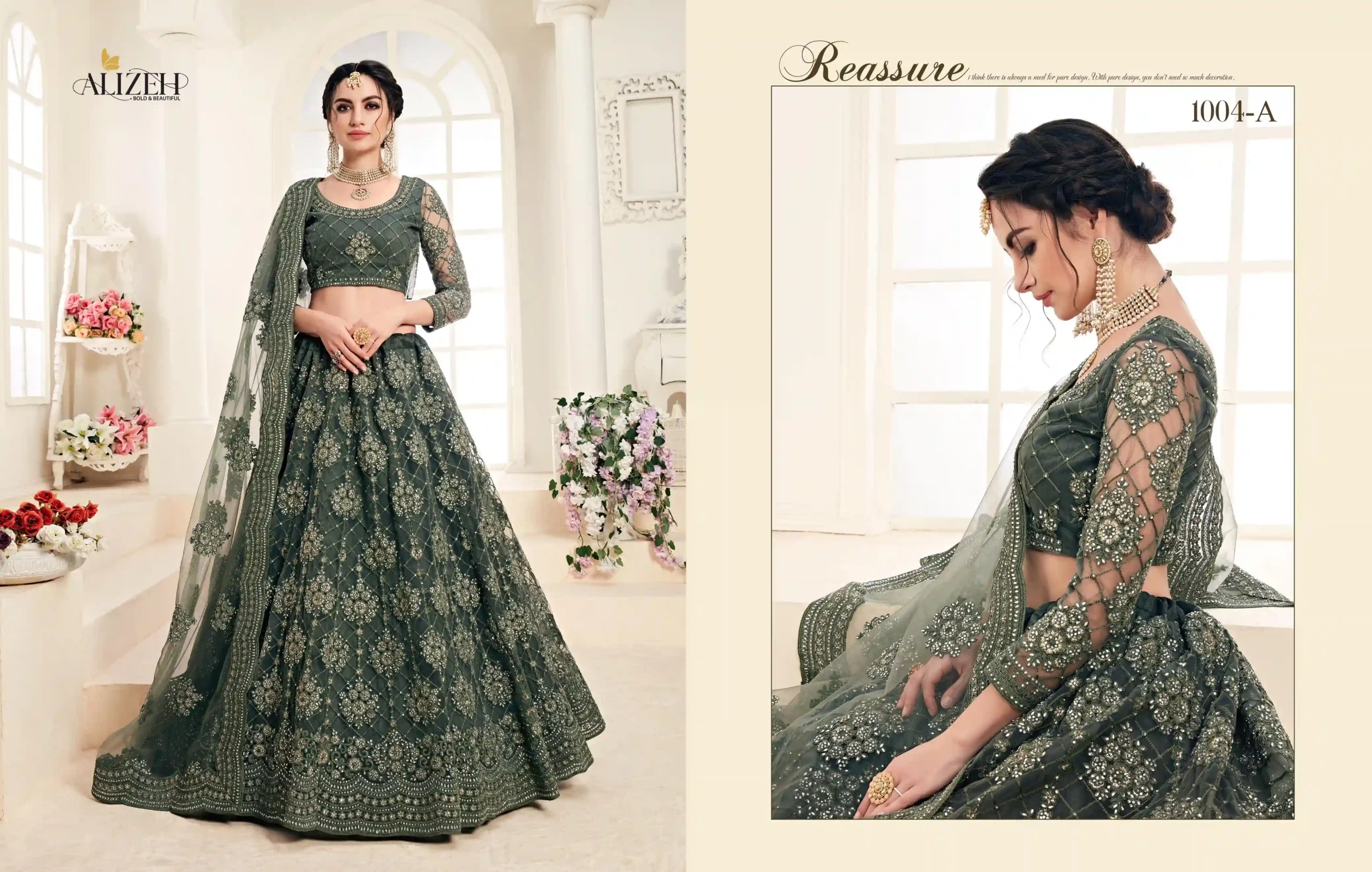 Alizeh Heritage Hit Series D.No 1004 Colors Butterfly Net Wholesale Lehenga Catalog — Wholesale Lehenga, Alizeh wholesale from Surat — Photo 6